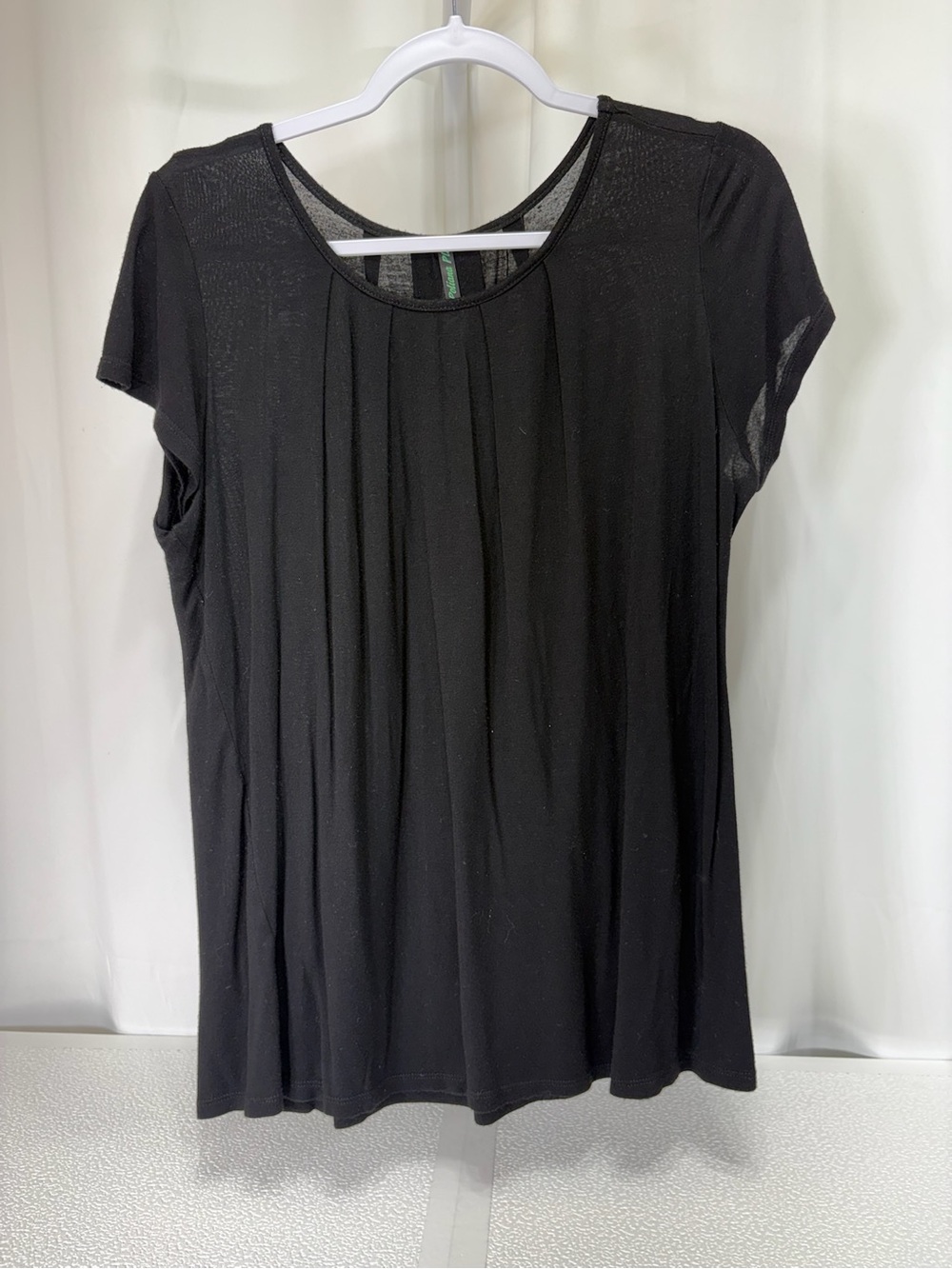 Relaxed Black Short Sleeve Pleated Tee 3982
